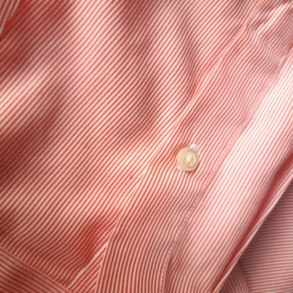 Banana Republic SZ L Slim Fit 100% Cotton Orange Striped Men's Button Up Shirt - Picture 14 of 15